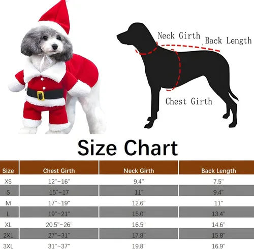 Vista 5 de NACOCO Disfraces de Navidad para Mascotas Traje de Perro con Gorra Traje de Papá Noel Sudaderas con Capucha para Perros Disfraces de Navidad