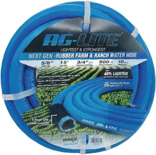 Vista 9 de AG-LITE BSAL5806 - Manguera de jardín de goma para agua caliente/fría de 5/8 pulgadas x 06', 100% goma, ultraligera, súper fuerte, 500 PSI, 50°F a