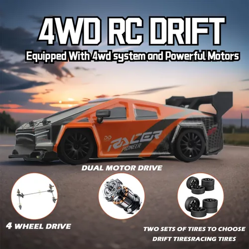 Vista 3 de HTURCCOP 1:24 RC Cybercar, 2.4GHz RC Drift Cars con luz LED, juguetes de carreras para niños y niñas de 8 a 12 años, velocidad ajustable 15.5 mi/H