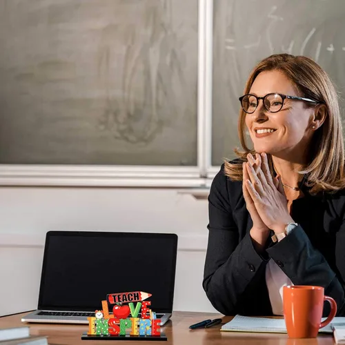 Vista 6 de Jetec Paquete de 3 centros de mesa de agradecimiento para maestros, decoración de mesa para estudiantes a profesores, graduación, decoración