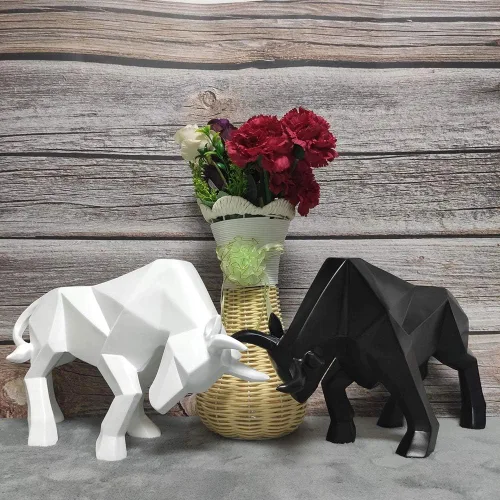 Vista 6 de ASNOMY Figurina de Toro de Poliresina para Decoración del Hogar, Esculturas Abstractas, Decoración del Hogar con Ornamento de Animal Original