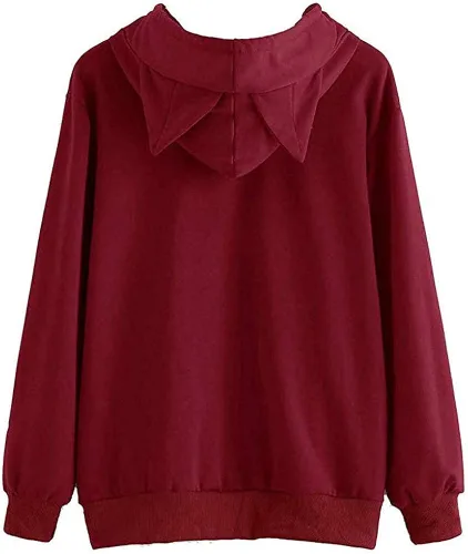 Vista 2 de Sudaderas de otoño con capucha para mujer, sudadera con capucha para gato, blusa de manga larga con orejas para niñas