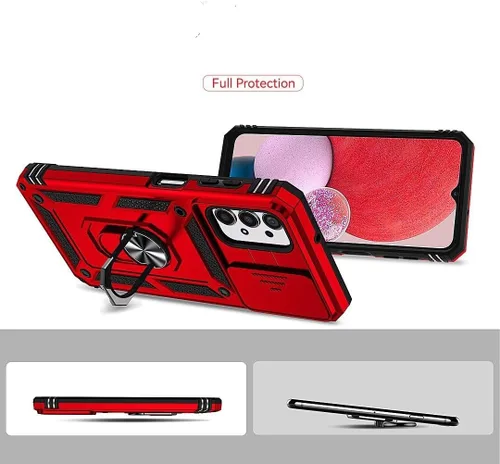 Vista 3 de Funda para Galaxy A32 5G, protección de grado militar para automóvil [soporte integrado] Soporte de anillo de metal de doble capa TPU resistente +