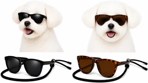 Vista 27 de G014 Retro 80s - Gafas de sol para perros y mascotas, taza de té, juguete de raza pequeña a mediana (12-25 libras, negro)