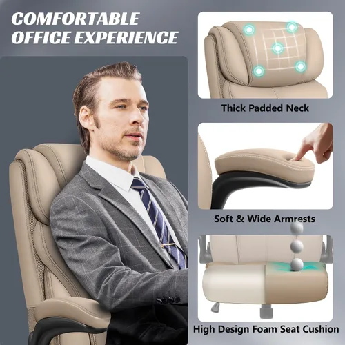 Vista 7 de HeroSet Silla de oficina, ergonómicas grandes y altas sillas de escritorio para computadora, silla ejecutiva de cuero transpirable con reposabrazos