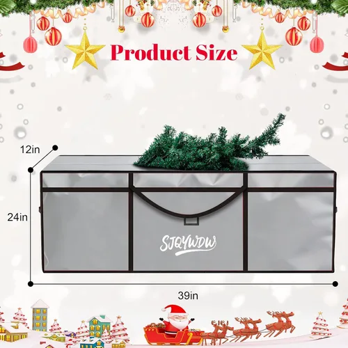 Vista 2 de Bolsa de almacenamiento para árbol de Navidad, 4 pies/5 pies, resistente, reutilizable Gris