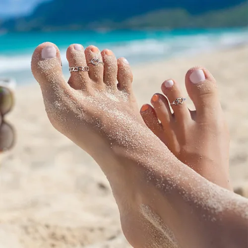 Vista 3 de MUSECLOUD Anillos de dedo del pie para mujer, plata de ley 925, anillos de cola de margarita, juego de joyas de pie de playa, anillo de nudillos