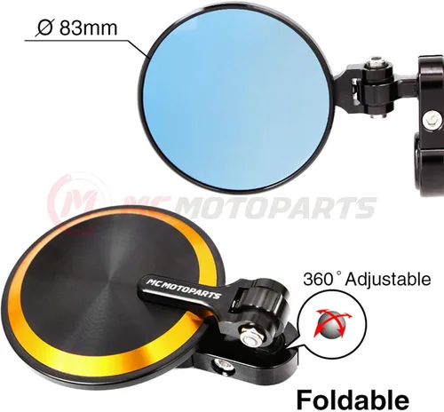 Vista 2 de Espejos de barra CNC Gold Reborn – Compatible con GSXR 600, 750, 1000, 1300, CBR600RR, CBR1000RR, SV650, SV1000, SFV650 – Aluminio mecanizado
