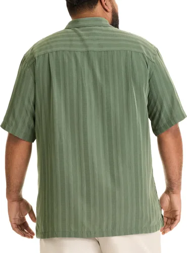 Vista 4 de Van Heusen Camisa de manga corta para hombre, con botones y rayas, de poliéster y rayón