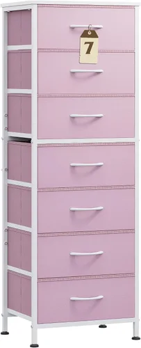 Vista 18 de WLIVE Cómoda Alta Negra para Dormitorio, Cómodas y Arcones de 6 Cajones, Cómoda de Tela para Closet, Sala de Estar, Mesa de Noche con Marco de Negro