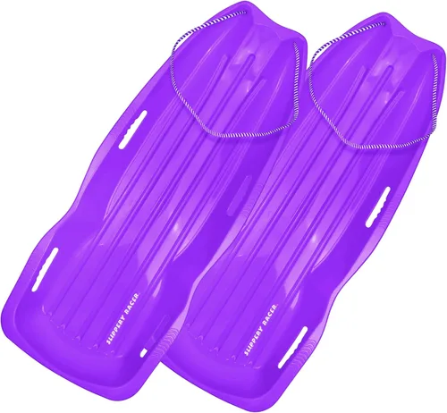 Vista 21 de Slippery Racer Downhill Xtreme Flexible Adults and Kids Plastic Toboggan Snow Sled for up to 2 Riders with Pull Rope and Handles