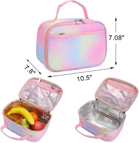 Vista 4 de CAMTOP Juego de morral y lonchera para niñas de preescolar y primaria