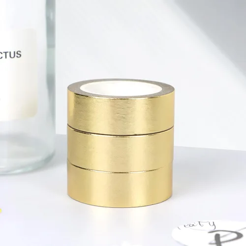 Vista 7 de NatSumeBasics 3 cintas Washi de lámina dorada metalizadas para manualidades 3 rollos de oro