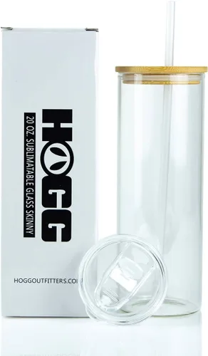 Vista 4 de Hogg Caja de vaso delgada sublimable de vidrio transparente de 20 onzas (paquete de 25) para bricolaje, personalizable, añade logotipo, vinilo
