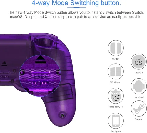 Vista 4 de AKNES 8BitDo Pro 2 - Controlador inalámbrico Bluetooth para Switch Switch OLED con 2 tapas de silicona Joycon con agarre para pulgar, gamepads