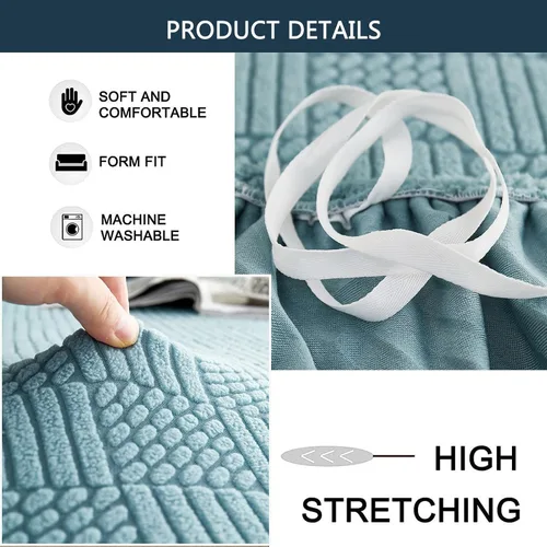 Vista 5 de Funda de sofá de alta elasticidad, protector de muebles a prueba de polvo para sofá de 1, 2, 3, 4 plazas, funda antideslizante con correa elástica