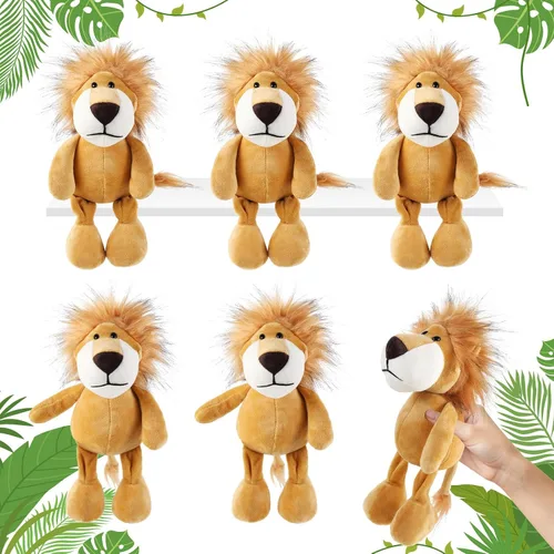 Vista 8 de 6 piezas de animales de peluche de safari a granel león, elefante, mono, tigre, animales del zoológico, junble para regalo de niños y niñas, fiestas