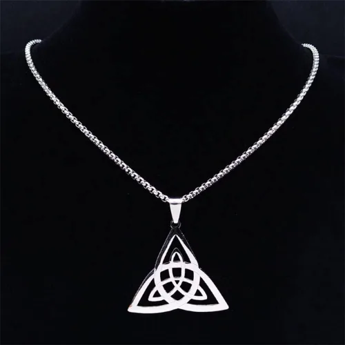 Vista 5 de Wicca Infinity Trinity Knot Triquetra Necklace Stainless Steel Witch Celtic Knot Amulet Necklace Jewelry Collar Acero Inoxidable