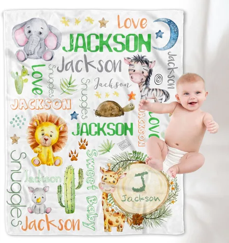 Vista 22 de YESCUSTOM Manta de forro polar de dinosaurio personalizada para niños y niñas, manta de texto personalizada para regalo de cumpleaños y ducha