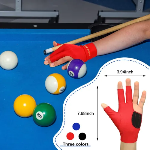 Vista 5 de Junkin - 15 guantes de billar con 3 dedos, guantes de billar, elásticos, para hombre y mujer
