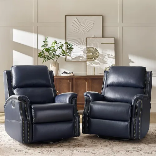 Vista 10 de HULALA HOME Mecedora reclinable giratoria, azul marino