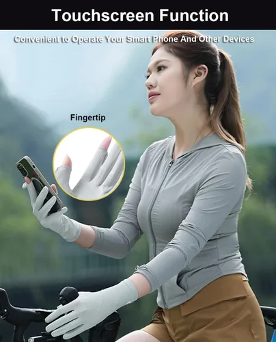 Vista 6 de SUJAYU Guantes de protección UV ultra finos para mujer, protección solar UPF para pantalla táctil transpirable