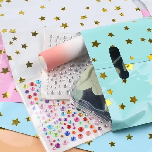 Vista 5 de 25 bolsas de recuerdo de fiesta para cumpleaños de niños, bolsas de dulces en 5 colores con patrón de estrella
