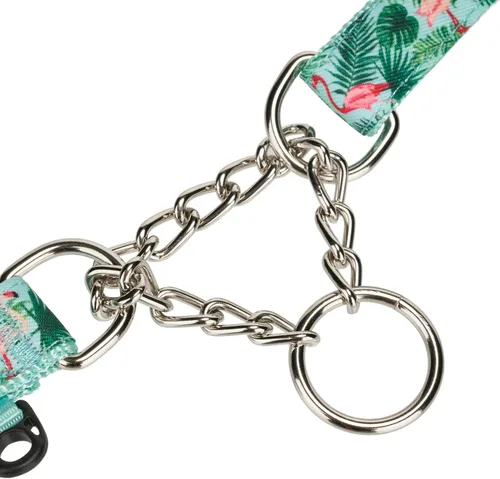 Vista 5 de Martingale - Collar para perro con cadena de acero y hebilla de liberación rápida, ajustable, floral, sin tirones, collares de entrenamiento Flamenco