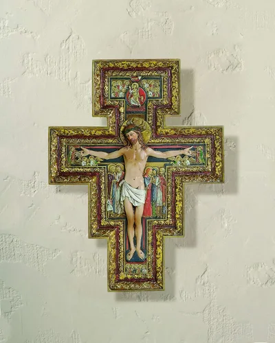 Vista 2 de Joseph's Studio by Roman - Colección, cruz de San Damiano de 10.75 pulgadas de alto, hecha de resina, alto nivel de artesanía y atención al detalle