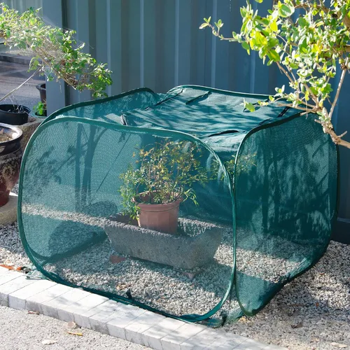 Vista 6 de ANC POP Cubierta de malla desplegable para plantas, 40 x 40 x 30 pulgadas, protector de plantas para jardín elevado y cama de flores, jaula