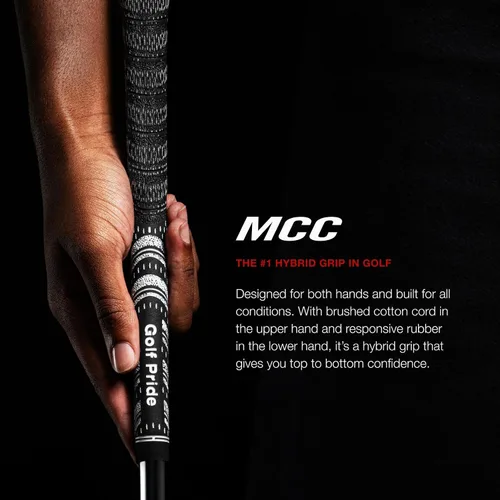 Vista 2 de Golf Pride MCC Golf Club Grip - All-Weather Hybrid Grip - Brushed Cotton Cord & Pebbled Texture - Moisture-Wicking Technology - Navy/Red