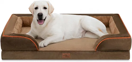 Vista 81 de Comfort Expression - Cama ortopédica para perros medianos, 28 x 19 pulgadas, cama impermeable y de apoyo de espuma con cojines removibles, sofá