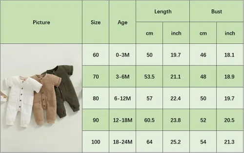 Vista 3 de Ynibbim Mameluco de invierno para recién nacido, para bebé, niño, niña, unisex, con capucha, ropa de gofre, de algodón, con botones