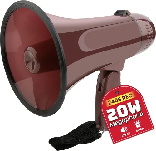 Vista 26 de MyMealivos 20W Megaphone Bullhorn, Built in Siren & 240s Recording, 5.4"×8.6" Portable Megaphone with Volume Control Cover Up to 300 feet+ for