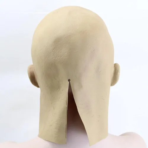 Vista 6 de Máscara realista de anciano antiarrugas, máscara humana para Halloween, piel espeluznante, disfraz de fiesta, máscara de látex de cabeza completa