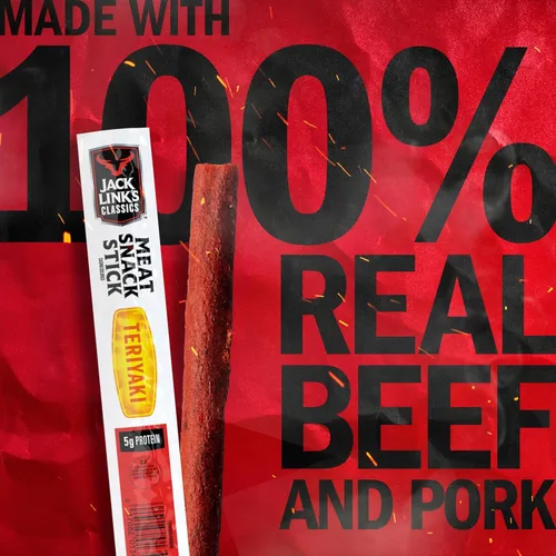 Vista 4 de Jack Link's Classics Palitos de Carne, Teriyaki - Bocadillo de Proteína, Palitos de Carne con 5g de Proteína, Hechos con Carne de Res y Cerdo, Aptos