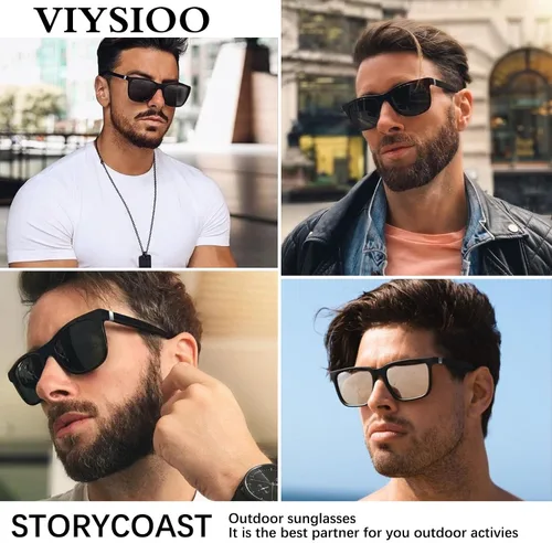 Vista 2 de VIYSIOO Gafas de sol polarizadas deportivas para hombre, protección UV400, modernas, clásicas, para hombres y mujeres (paquete de 2)