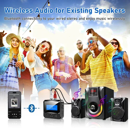 Vista 8 de Receptor transmisor Bluetooth para TV, con RCA 0.1 in AUX y adaptador de audio de pantalla para estéreo doméstico, transmisor Bluetooth
