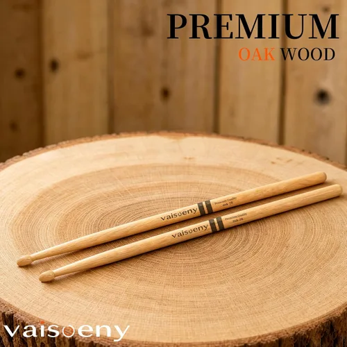 Vista 3 de Baquetas de madera de roble 2B con punta ovalada, 12 pares Durable Heavy Oak Drumsticks for Drums. Classic 2B Size for Metal & Hard rock