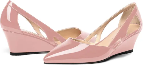 Vista 6 de MOVINSTEPS Zapatos de tacón bajo para mujer, con puntera puntiaguda, corte de cuña, de 2 pulgadas