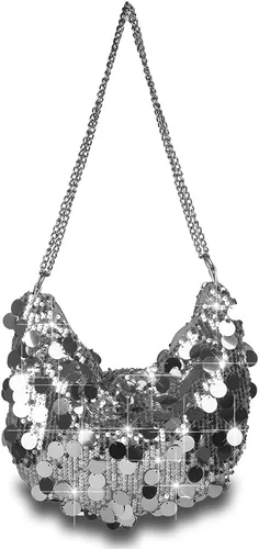 Vista 6 de Bolso de noche con lentejuelas brillantes para mujer, bandolera y bandolera para fiesta, graduación, boda