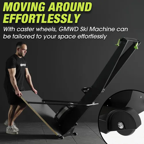 Vista 7 de Máquina de ejercicios de esquí, equipo de esquí GMWD para interiores, máquina aeróbica de resistencia al viento, entrenamiento de fuerza