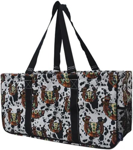 Vista 62 de NGIL Bolsa de comestibles reutilizable extra grande plegable de gran tamaño para comestibles, almacenamiento, picnic, playa, Estampado de vaca