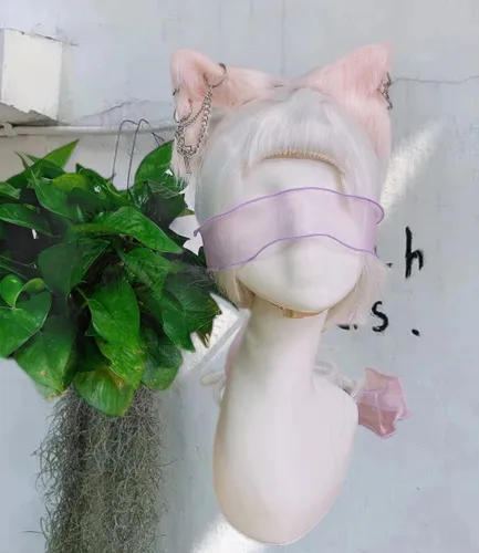 Vista 16 de VIGVAN Accesorios de orejas de gato para cosplay, punk, gótico, cruz, orejas de gato, pinzas para la cabeza
