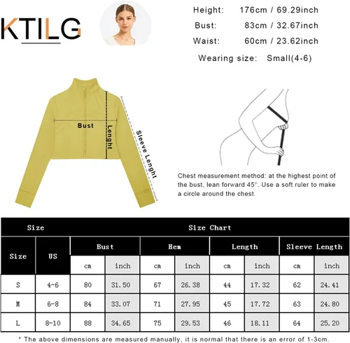 Vista 5 de KTILG Chaquetas ligeras de entrenamiento para mujer, con cremallera, deportes, correr, con agujeros para el pulgar, para entrenamiento atlético