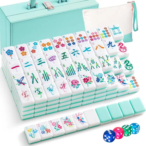 Vista 13 de Soulchen Juego de mahjong americano Sunset Blossom de 1.2 pulgadas, 168 Naranja