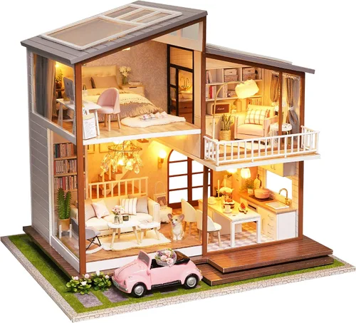 Vista 10 de Spilay Kit de casa en miniatura para adultos, kit de construcción de casa Fuchun Complejo turístico