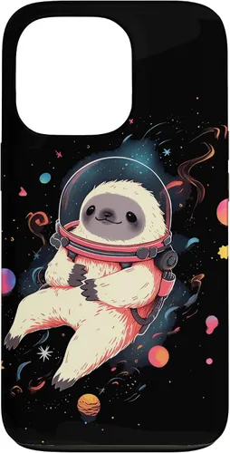 Vista 10 de Sloth Floating in Space Planets Stars Sloth Lover Case for iPhone 16