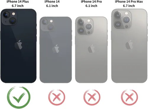 Vista 2 de DJBull Funda tipo cartera desmontable 2 en 1 para iPhone 14 Plus de 6.7 pulgadas con tarjetero de crédito con bloqueo RFID, funda protectora de piel