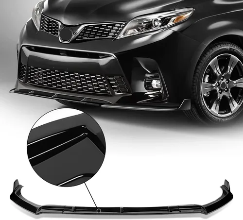 Vista 6 de DNA MOTORING Borde de parachoques delantero estilo MP compatible con 18-20 Sienna, negro brillante, 2-PU-533-PBK